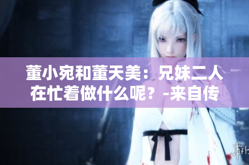 董小宛和董天美：兄妹二人在忙著做什么呢？-來自傳媒界的最新報(bào)道